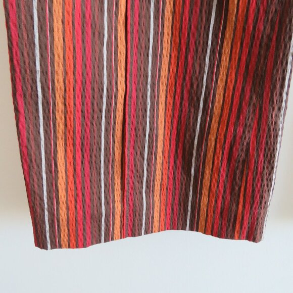 ROSIE ASSOULIN Striped Seersucker Retro High Waist Pants Red Brown Retro - Picture 9 of 16